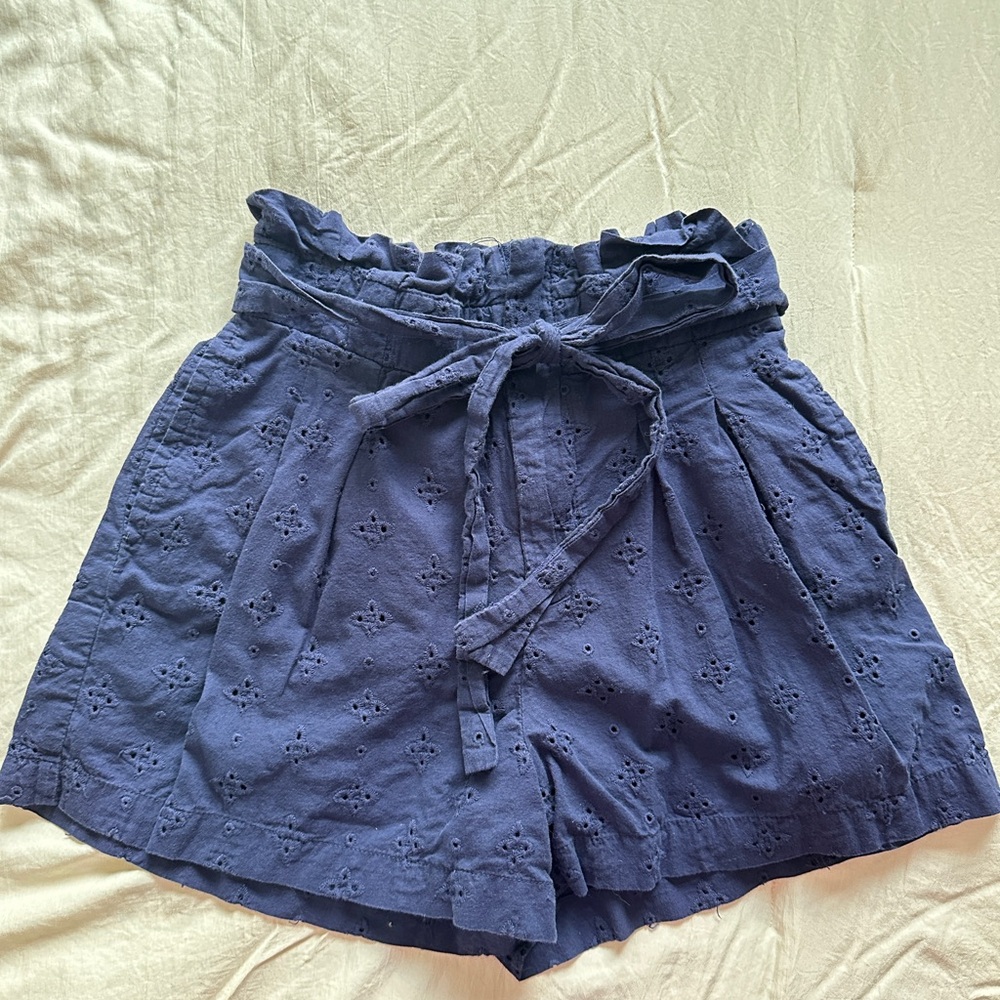 Francesca's Collections High Waist Navy Eyelet Shorts
